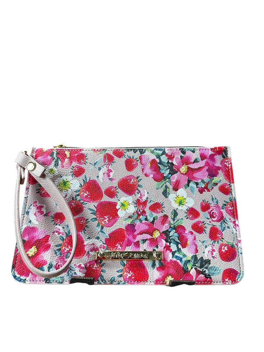 Betsey Johnson Strawberry Floral Wristlet Clutch Wallet